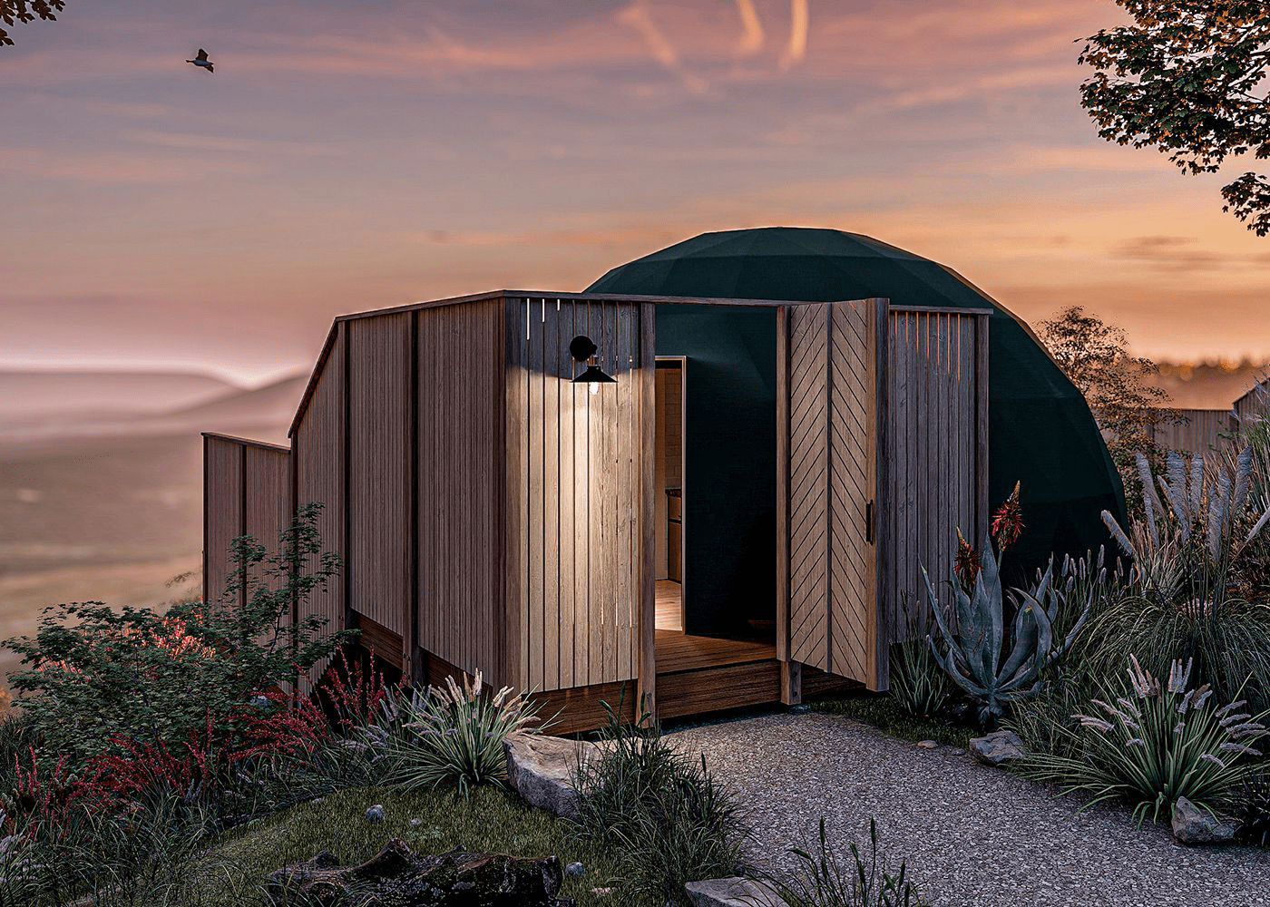 The Glamping Collective. Luxury mountain glamping domes in the Blue Ridge Mountains surrounded by forest and mist.