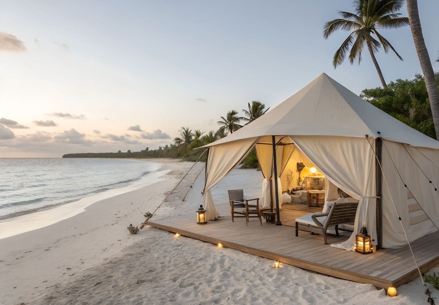 2026 is the year of One-of-a-kind experiences. This image represents that, with a tropical glamping stay on the beach.