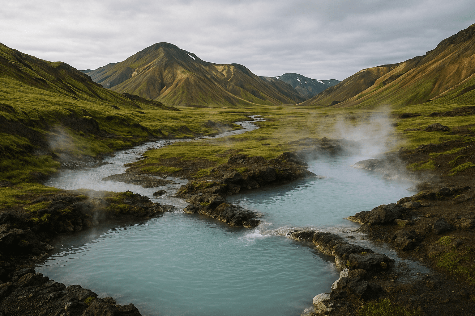 IcelandNaturalHotSprings An image of natural hot springs that you must hike to in Iceland.